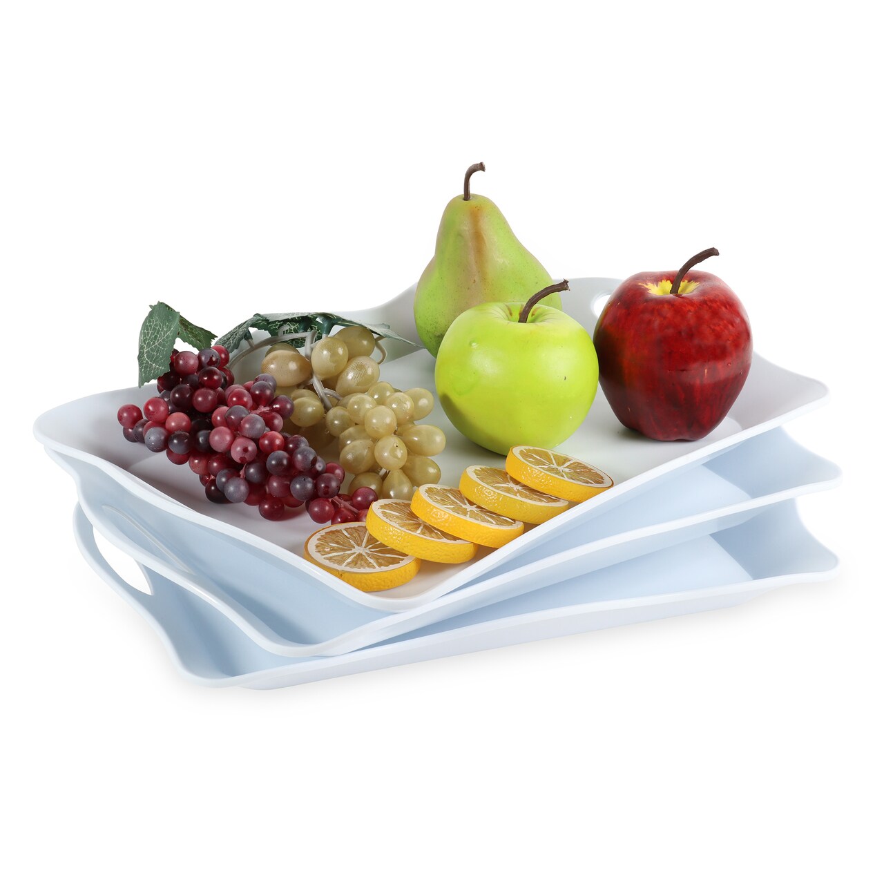 Creekview Home Emporium 3pk White Plastic Serving Tray with Handles